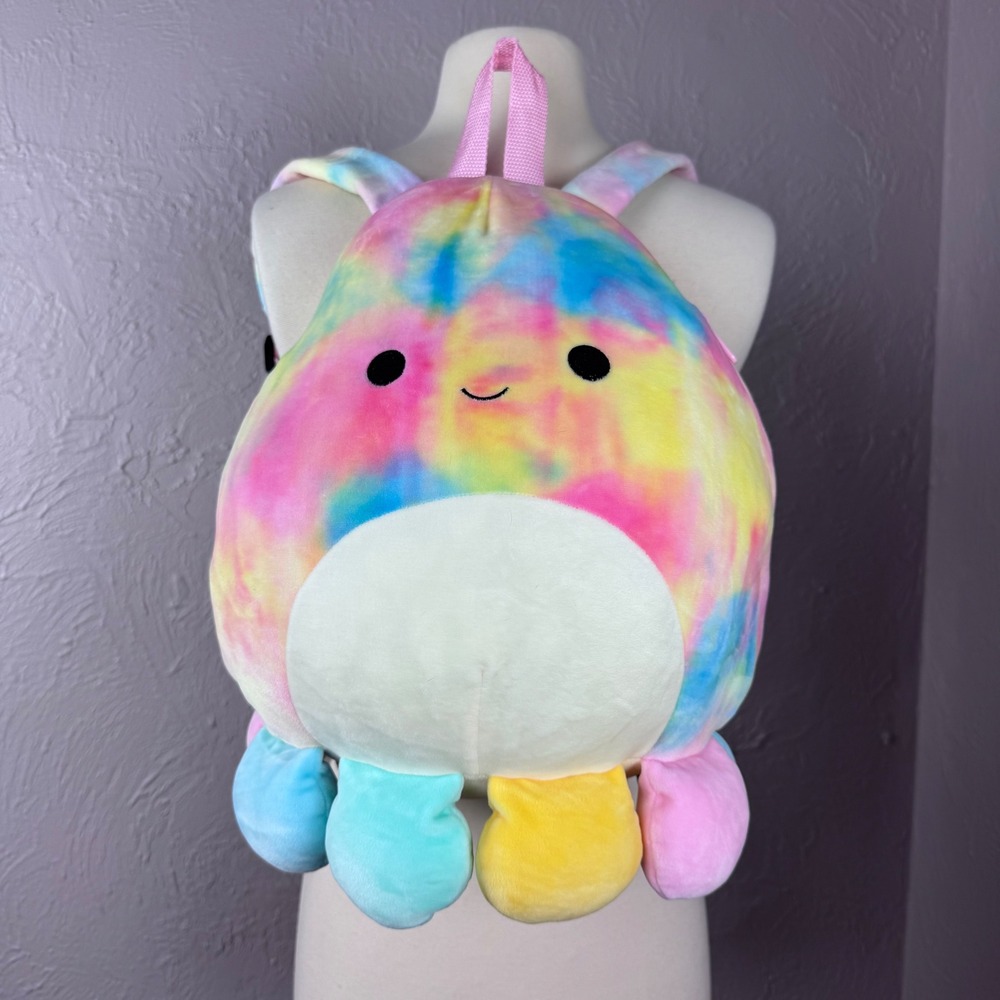 12" OPAL BACKPACK Tie Dye Rainbow OCTOPUS Color Tentacles Squishmallow Plush Toy